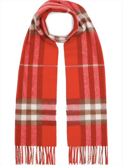 Shop Burberry Women's Red Cashmere Scarf