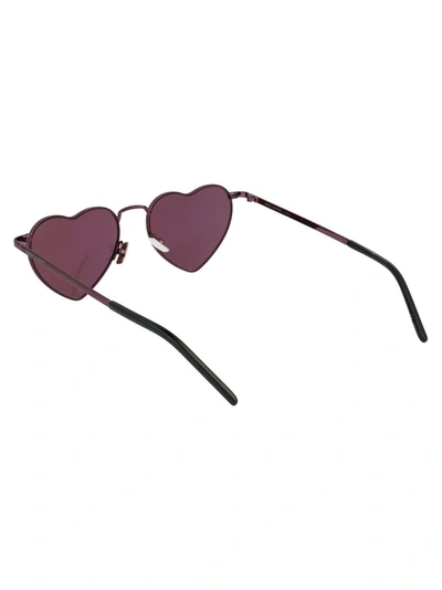 Shop Saint Laurent Women's Purple Metal Sunglasses