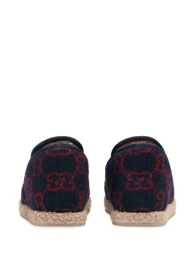 Shop Gucci Women's Blue Wool Loafers