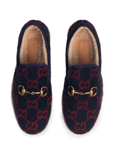 Shop Gucci Women's Blue Wool Loafers