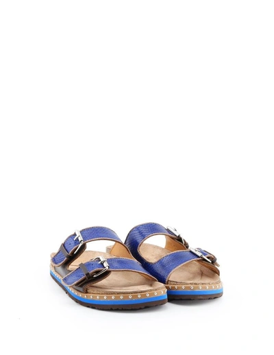 Shop Maliparmi Malìparmi Women's Blue Leather Sandals