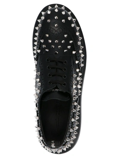 Shop Alexander Mcqueen Women's Black Leather Lace-up Shoes