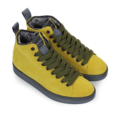 Shop Pànchic Women's Yellow Leather Hi Top Sneakers