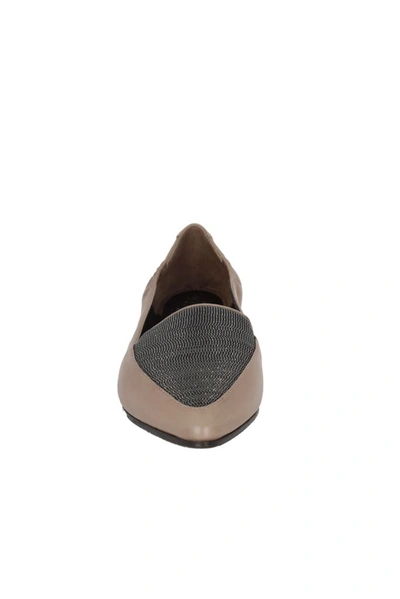 Shop Brunello Cucinelli Women's Beige Leather Loafers