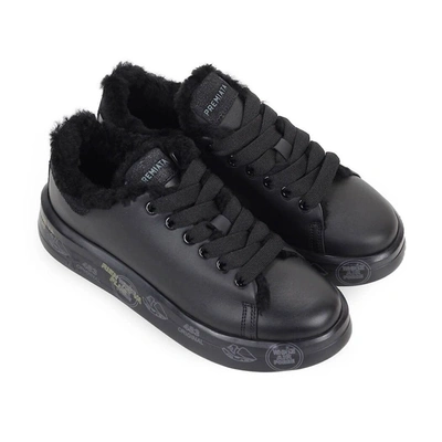 Shop Premiata Women's Black Leather Sneakers