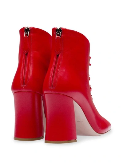 Shop Miu Miu Women's Red Leather Ankle Boots