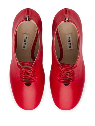 Shop Miu Miu Women's Red Leather Ankle Boots