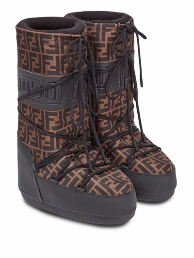 Shop Fendi Women's Brown Polyester Ankle Boots
