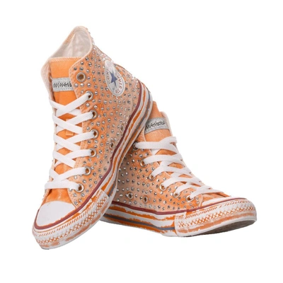 Shop Converse Women's Orange Cotton Hi Top Sneakers