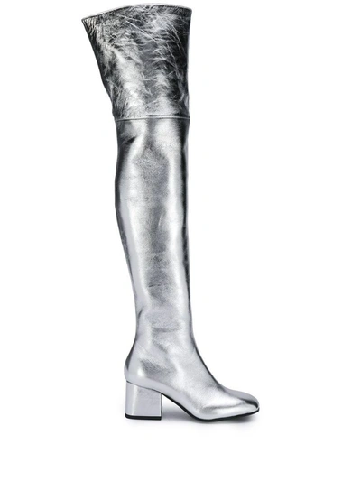 Shop Marni Women's Silver Leather Boots