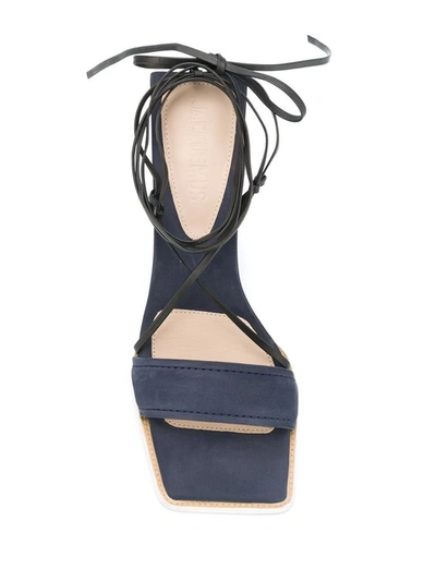 Shop Jacquemus Women's Blue Leather Sandals