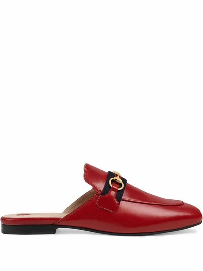 Shop Gucci Women's Red Leather Loafers