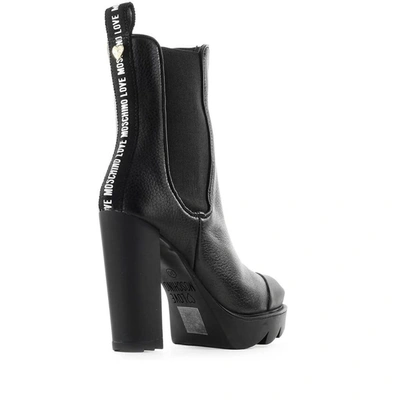 Shop Love Moschino Women's Black Leather Ankle Boots