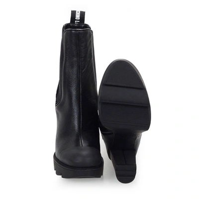 Shop Love Moschino Women's Black Leather Ankle Boots