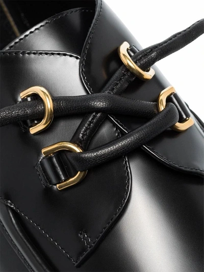 Shop Valentino Garavani Women's Black Leather Lace-up Shoes