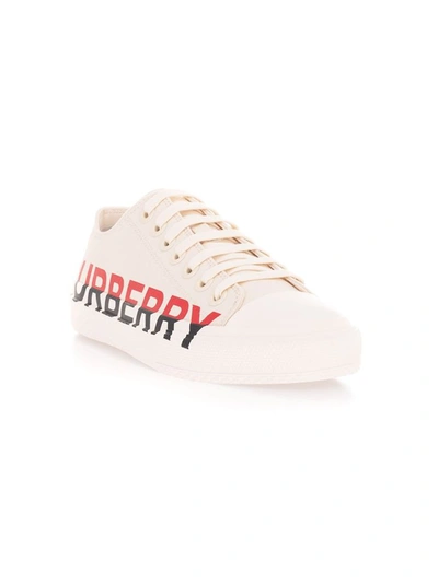 Shop Burberry Women's White Cotton Sneakers