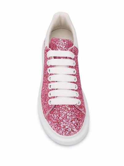 Shop Alexander Mcqueen Women's Pink Glitter Sneakers