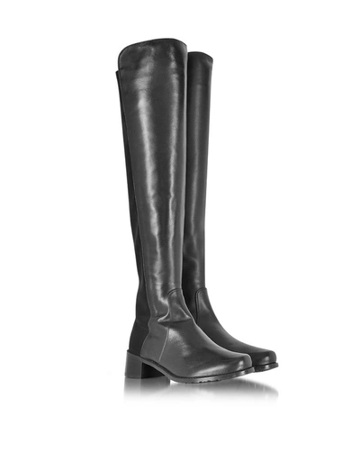 Stuart Weitzman Keelan City Microstretch And Leather Knee Boots In Black