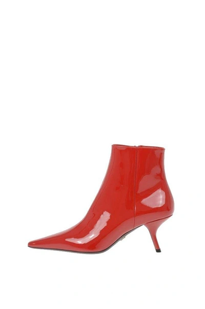 Shop Prada Women's Red Patent Leather Ankle Boots