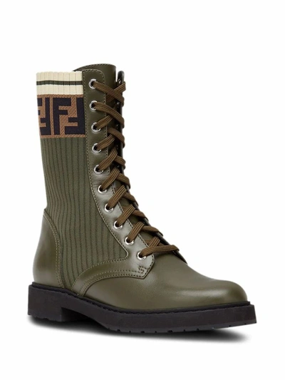 Shop Fendi Women's Green Leather Ankle Boots