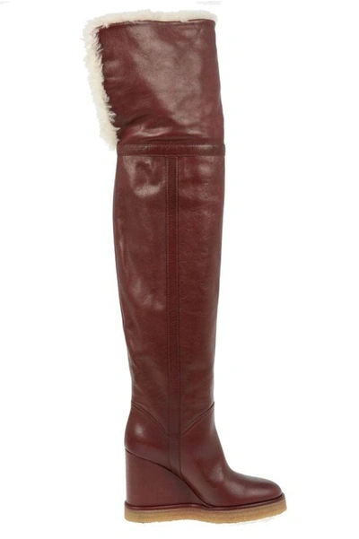 Shop Celine Céline Women's Red Leather Boots
