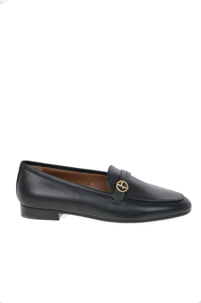 Shop Giorgio Armani Women's Black Leather Loafers