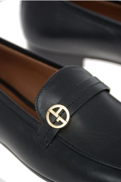 Shop Giorgio Armani Women's Black Leather Loafers