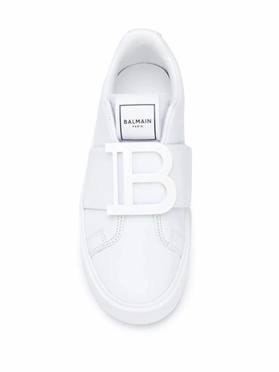 Shop Balmain Women's White Leather Slip On Sneakers