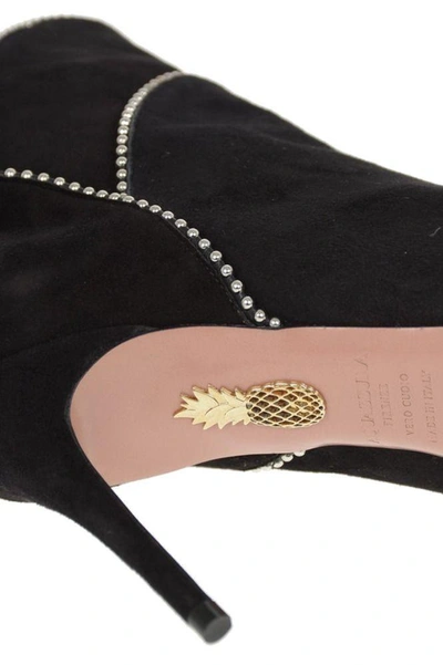 Shop Aquazzura Women's Black Suede Ankle Boots