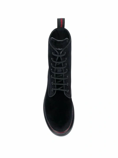 Shop Alexander Mcqueen Women's Black Velvet Ankle Boots