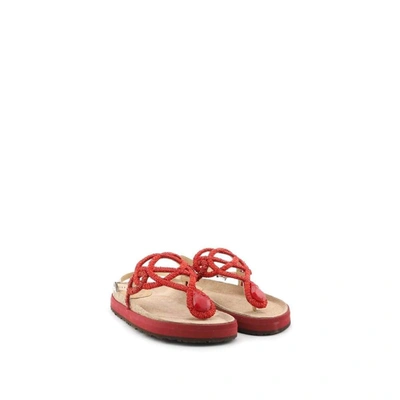 Shop Maliparmi Malìparmi Women's Red Leather Sandals