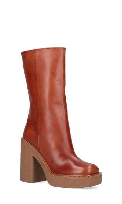 Shop Prada Women's Brown Leather Ankle Boots