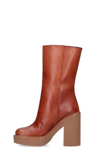 Shop Prada Women's Brown Leather Ankle Boots