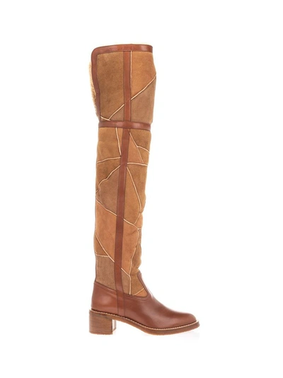 Shop Celine Céline Women's Beige Leather Boots