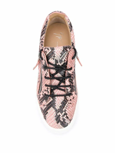 Shop Giuseppe Zanotti Design Women's Pink Leather Sneakers