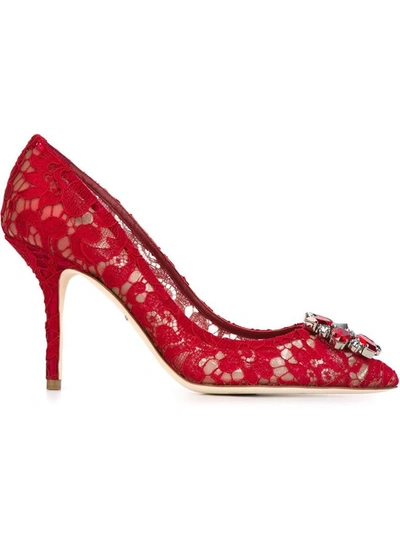 Shop Dolce E Gabbana Women's Red Silk Pumps