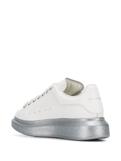 Shop Alexander Mcqueen Women's White Leather Sneakers