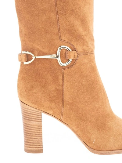 Shop Celine Céline Women's Brown Suede Boots