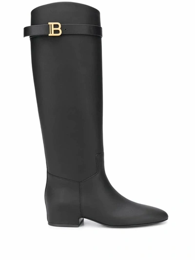 Shop Balmain Women's Black Leather Boots