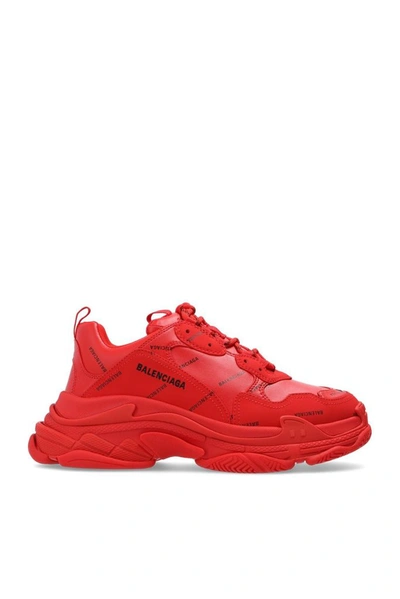 Shop Balenciaga Men's Red Leather Sneakers