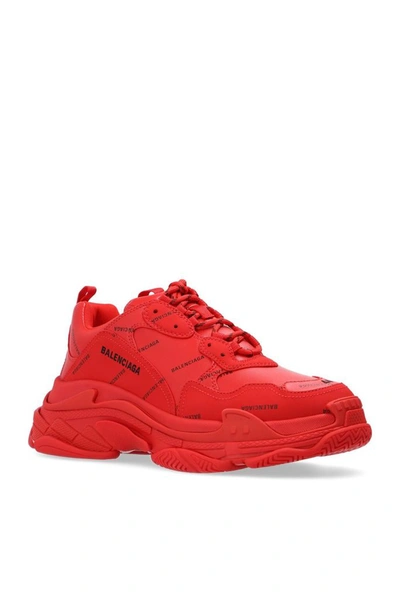 Shop Balenciaga Men's Red Leather Sneakers