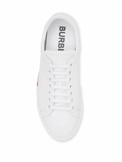 Shop Burberry Men's White Leather Sneakers