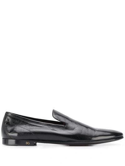 Shop Dolce E Gabbana Men's Black Leather Loafers