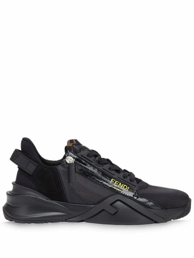 Shop Fendi Men's Black Leather Sneakers