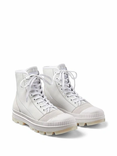 Shop Jimmy Choo Men's White Leather Ankle Boots