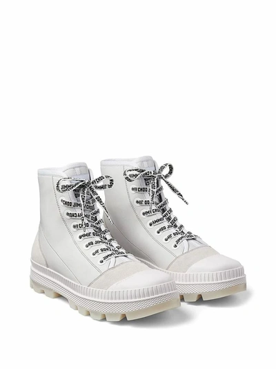 Shop Jimmy Choo Men's White Leather Ankle Boots