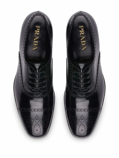 Shop Prada Men's Black Leather Lace-up Shoes