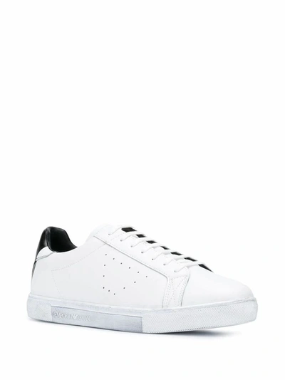 Shop Emporio Armani Men's White Leather Sneakers