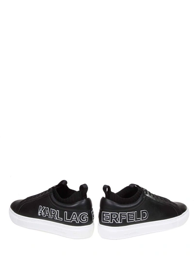 Shop Karl Lagerfeld Men's Black Leather Sneakers