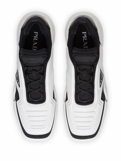 Shop Prada Men's White Leather Sneakers